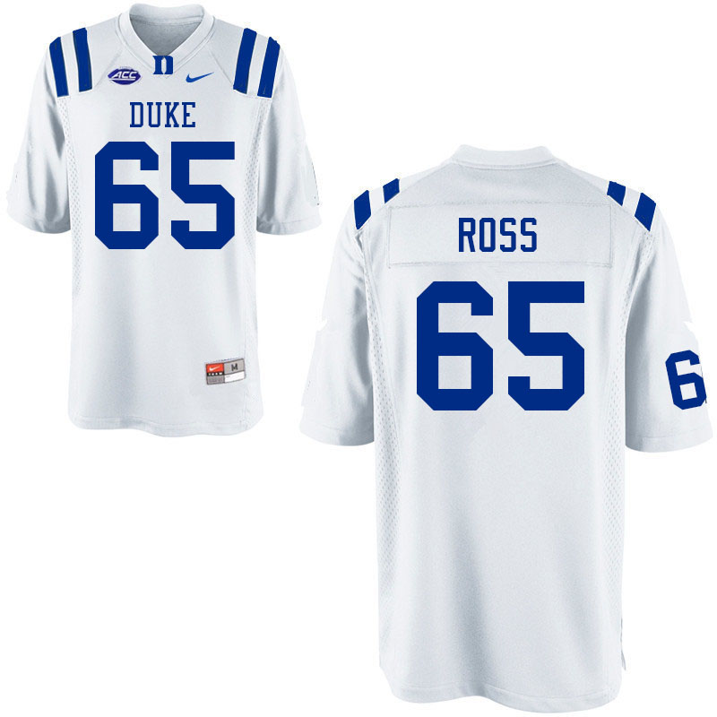 Men #65 Colin Ross Duke Blue Devils College Football Jerseys Sale-White